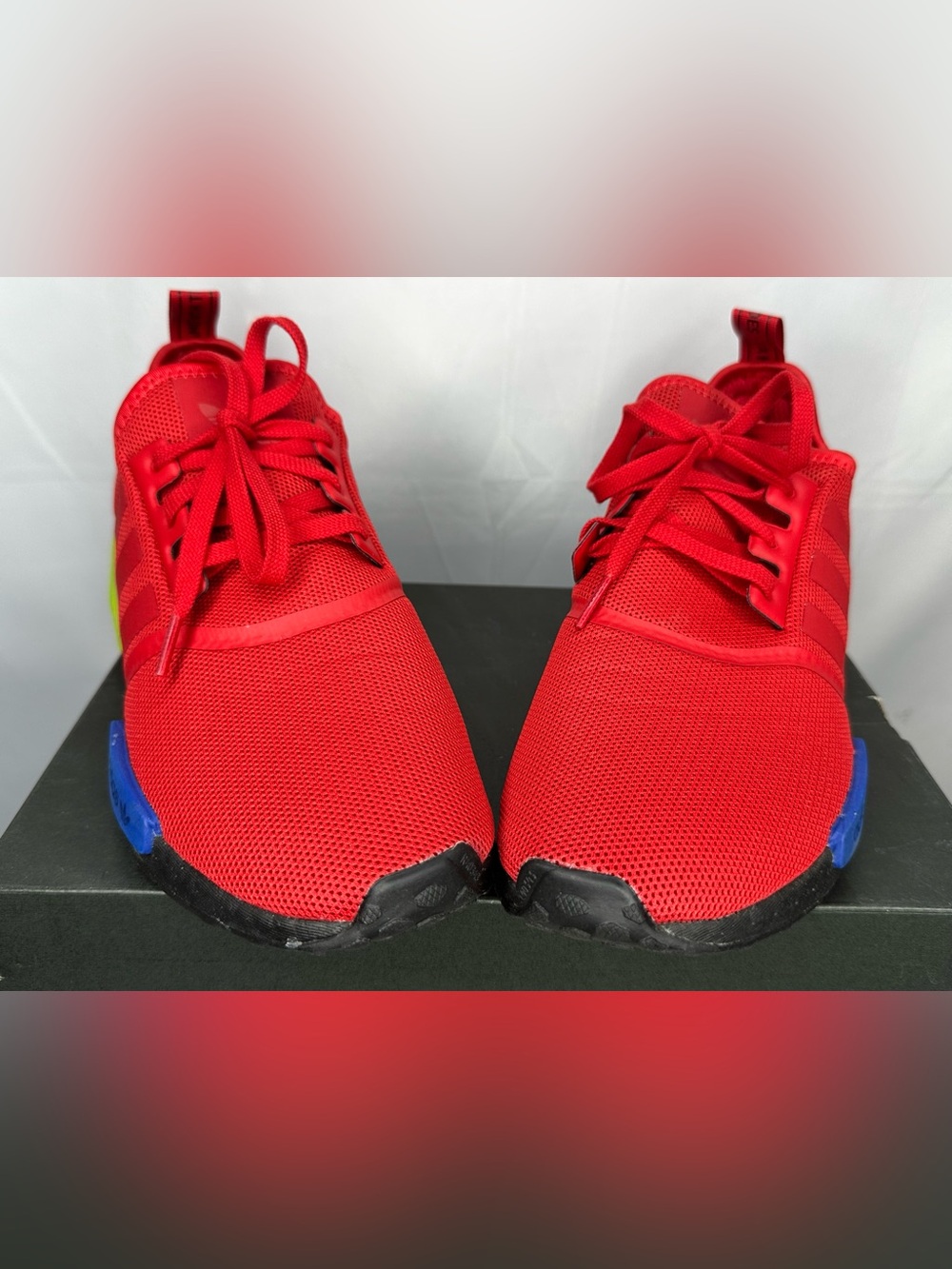 adidas Red Mesh Lace-Up Sneakers with Blue Accents